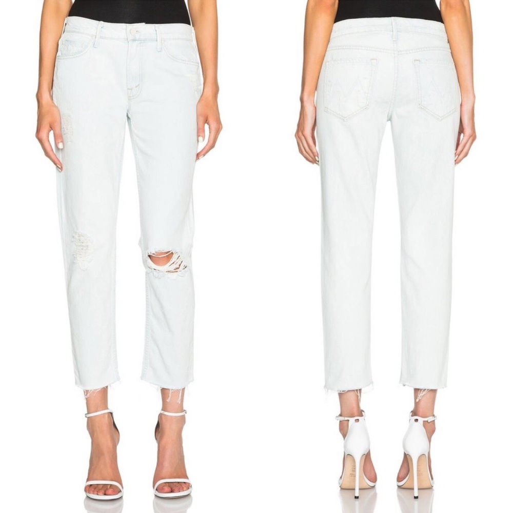 Mother The Dropout Fray Get Blonde Wash Distressed Jeans in size 29